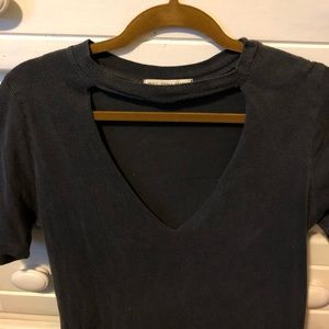 Edgy deep v neck tee